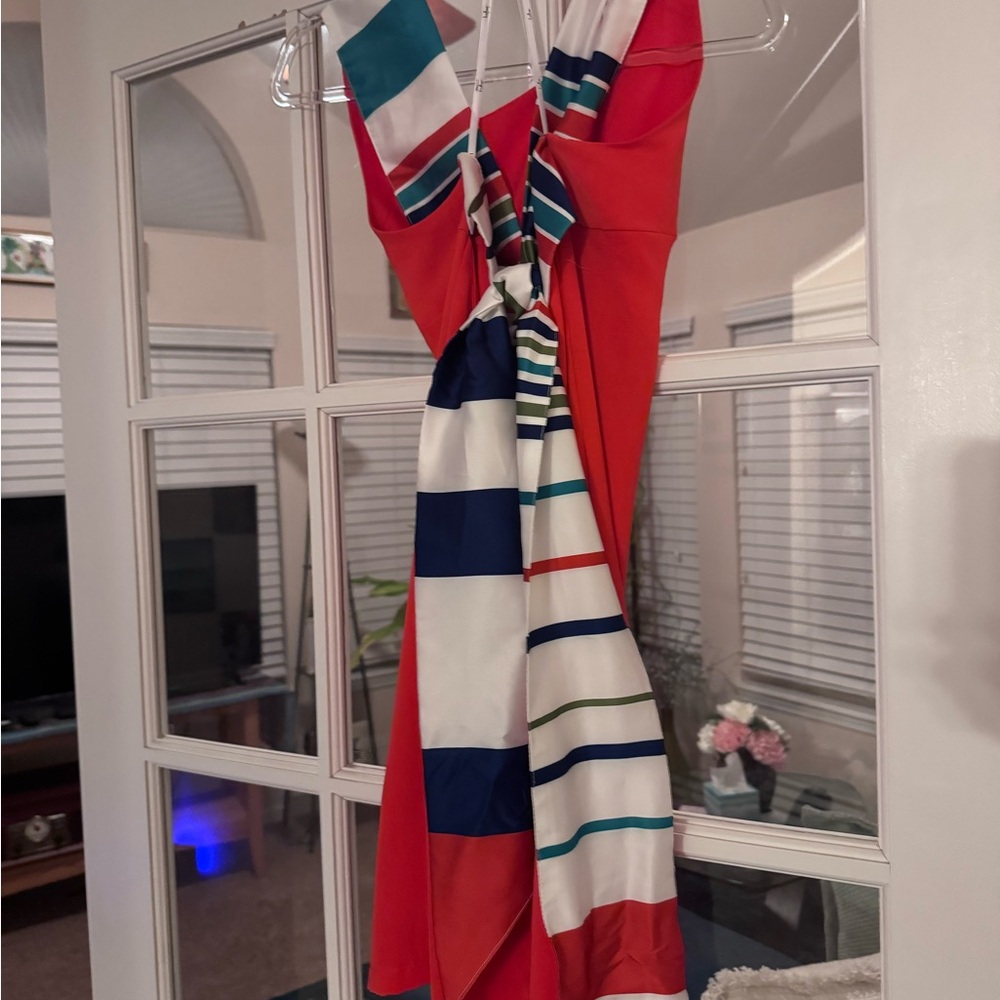Stylish Redish Orange and Multicolor Dress
